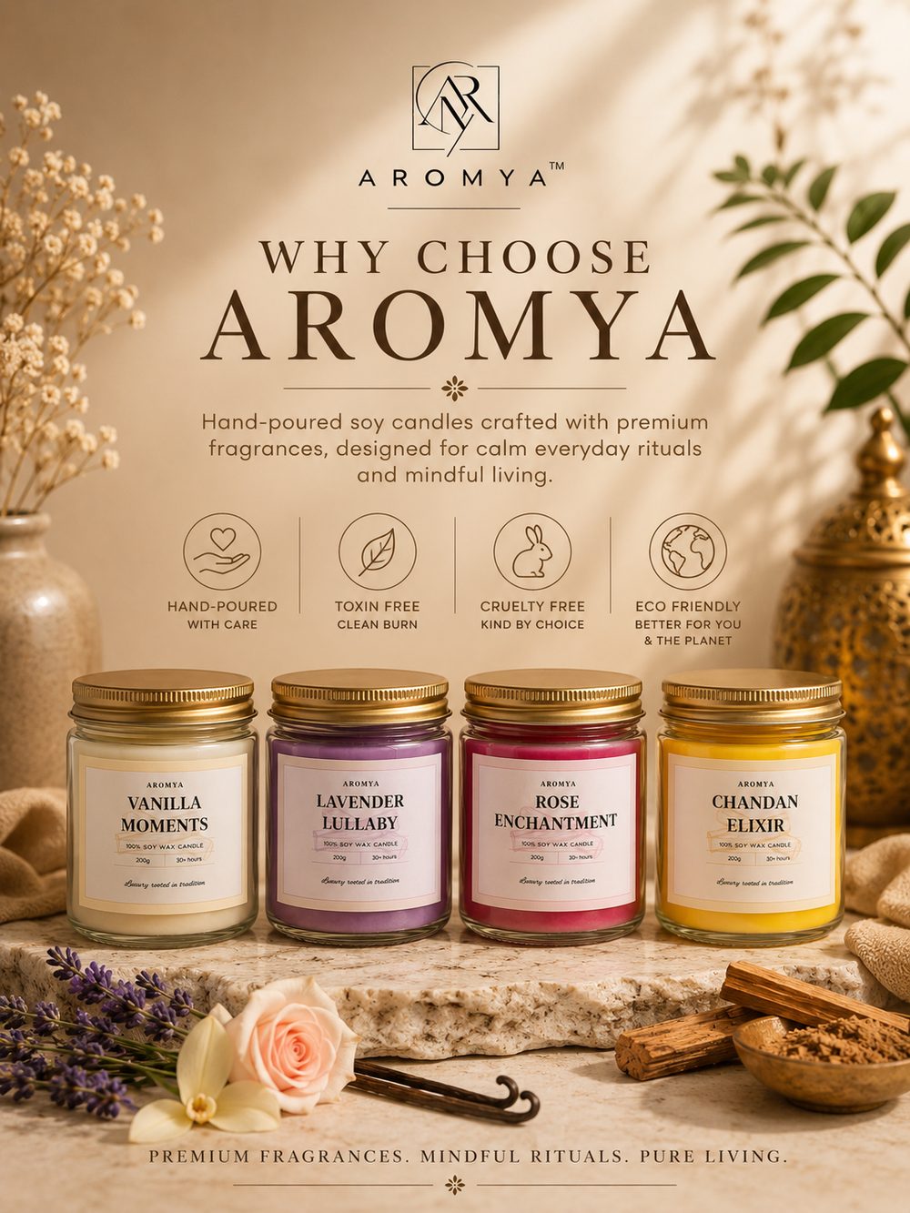 Why choose Aromya — hand-poured soy candles